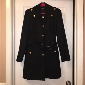 Apt 9 Large black coat with gold buttons worn once
